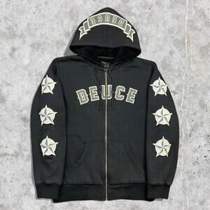 Y2K Dussault Deuce Quad Hit Heavyweight Fur Lined Zip Up Hoodie